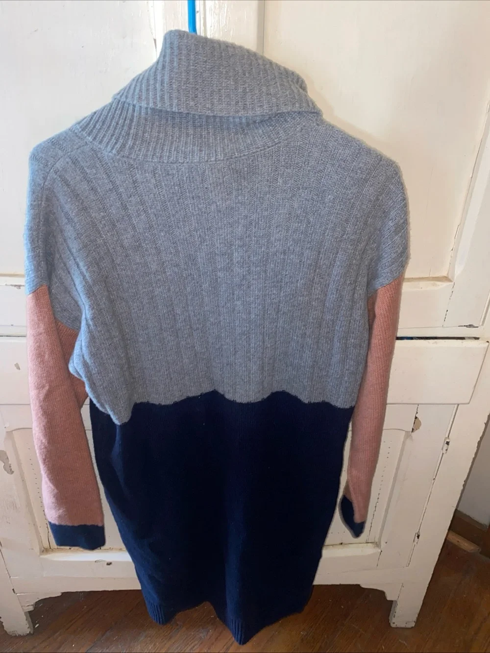 Madewell Colorblock Turtleneck Sweater Dress - Gray, Navy & Pink